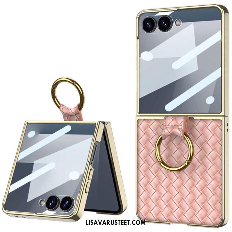 Kuori Samsung Galaxy Z Flip 7 Kudottu Kuviointi Sormuspidikkeellä