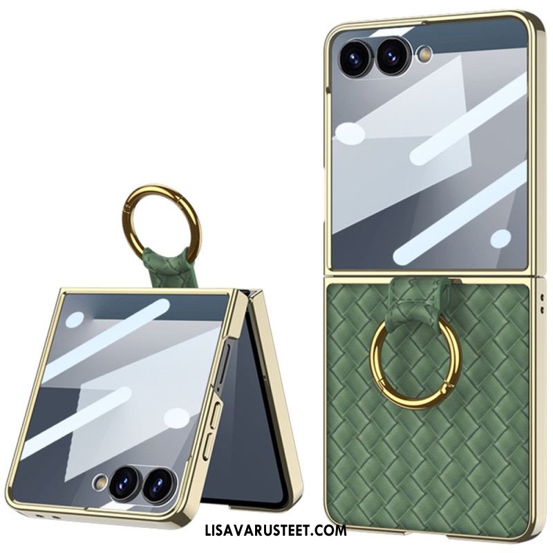 Kuori Samsung Galaxy Z Flip 7 Kudottu Kuviointi Sormuspidikkeellä