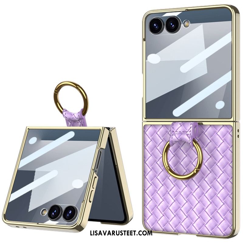 Kuori Samsung Galaxy Z Flip 7 Kudottu Kuviointi Sormuspidikkeellä