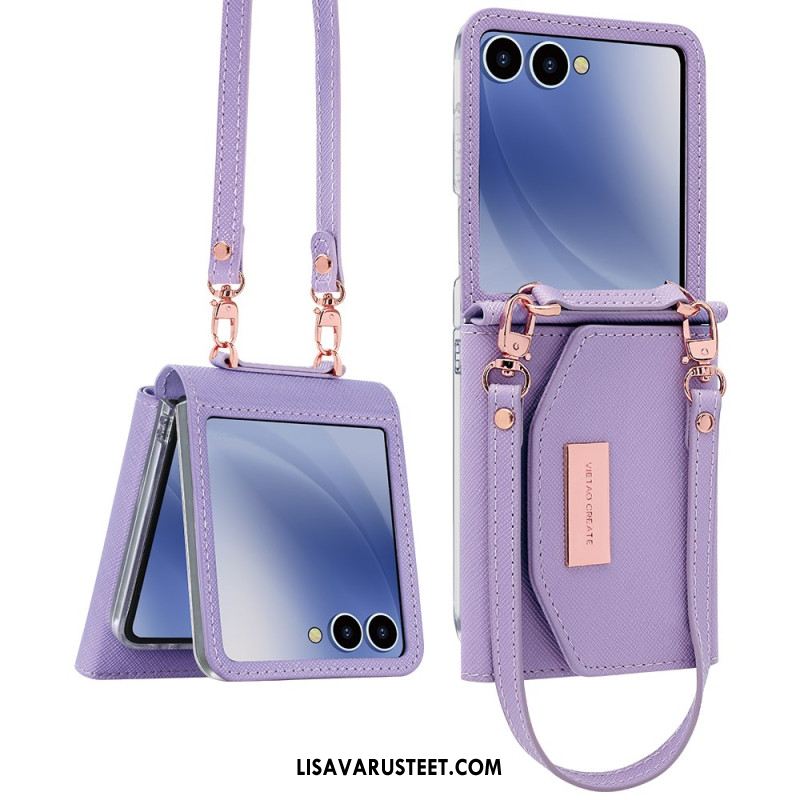 Kuori Samsung Galaxy Z Flip 7 Lompakko Ja Hihna Suojakuori