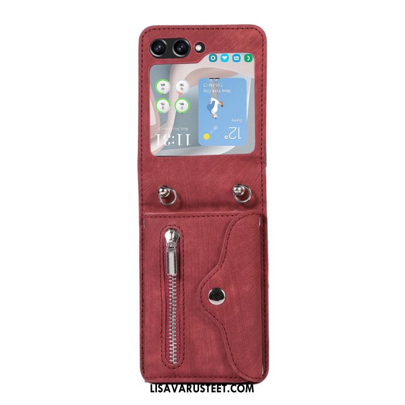 Kuori Samsung Galaxy Z Flip 7 Lompakko Nauhalla Ja Olkahihnalla