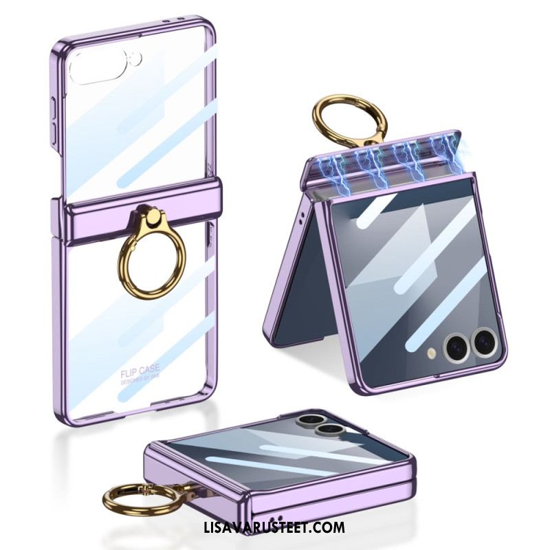 Kuori Samsung Galaxy Z Flip 7 Läpinäkyvä Jalustalla Ja Magneettisella Suojauksella Gkk