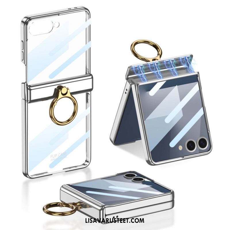 Kuori Samsung Galaxy Z Flip 7 Läpinäkyvä Jalustalla Ja Magneettisella Suojauksella Gkk