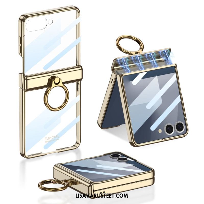 Kuori Samsung Galaxy Z Flip 7 Läpinäkyvä Jalustalla Ja Magneettisella Suojauksella Gkk