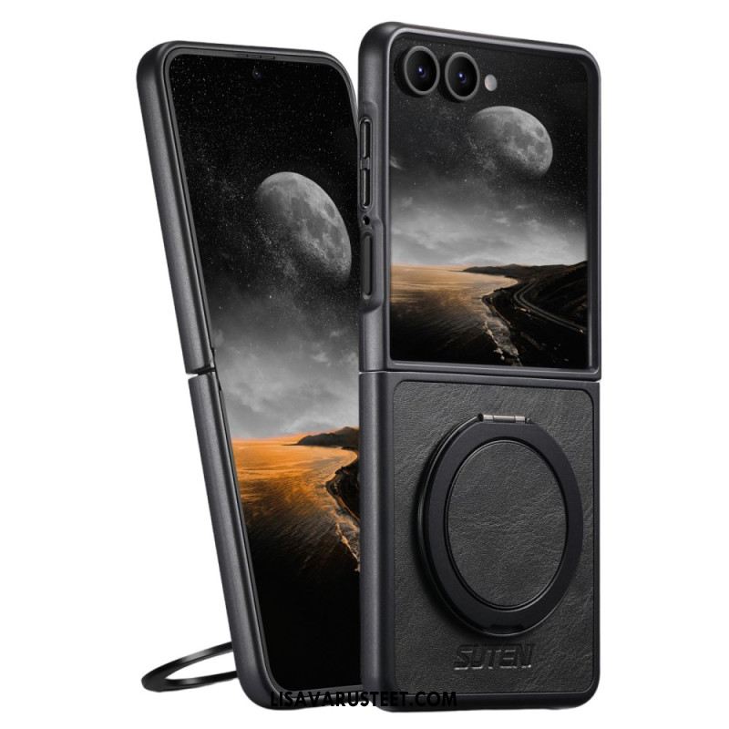 Kuori Samsung Galaxy Z Flip 7 Magsafe-yhteensopiva Nahkakuvioinen Suteni-sormuspidike Suojakuori