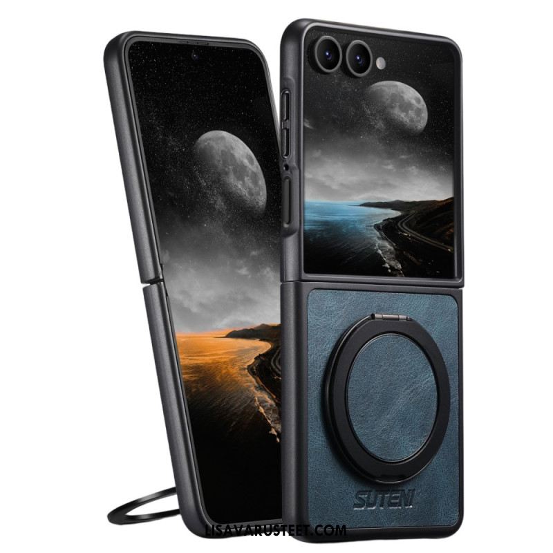 Kuori Samsung Galaxy Z Flip 7 Magsafe-yhteensopiva Nahkakuvioinen Suteni-sormuspidike Suojakuori