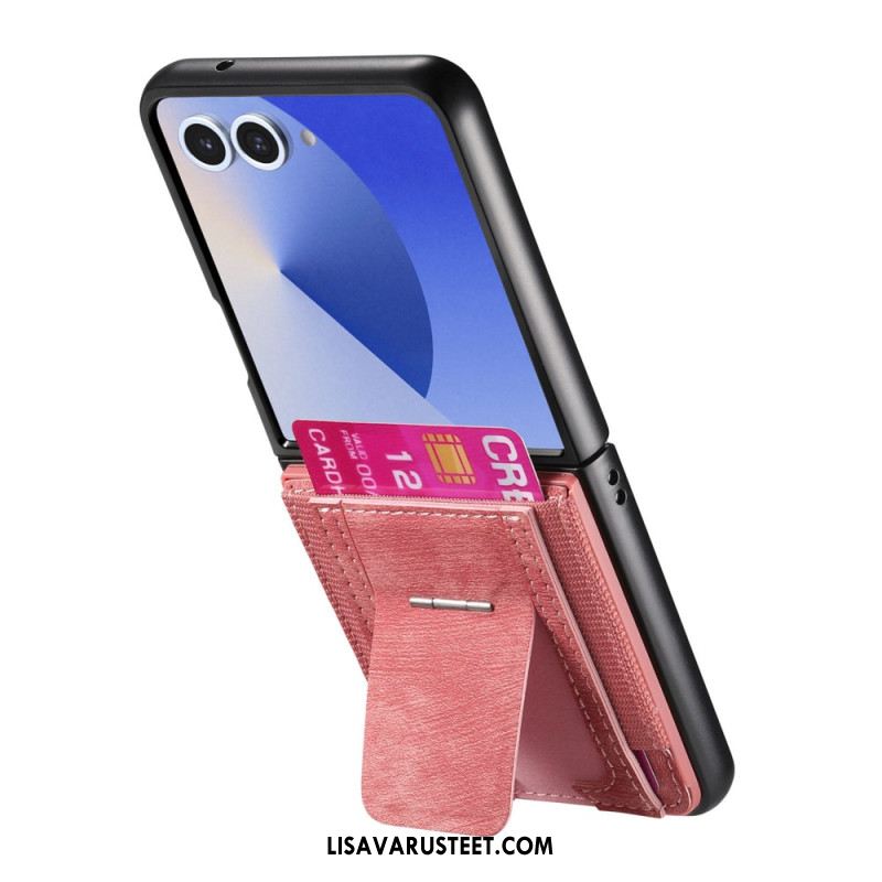 Kuori Samsung Galaxy Z Flip 7 Retrotyylinen Pidike Ja Korttikotelo