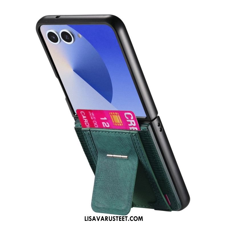 Kuori Samsung Galaxy Z Flip 7 Retrotyylinen Pidike Ja Korttikotelo