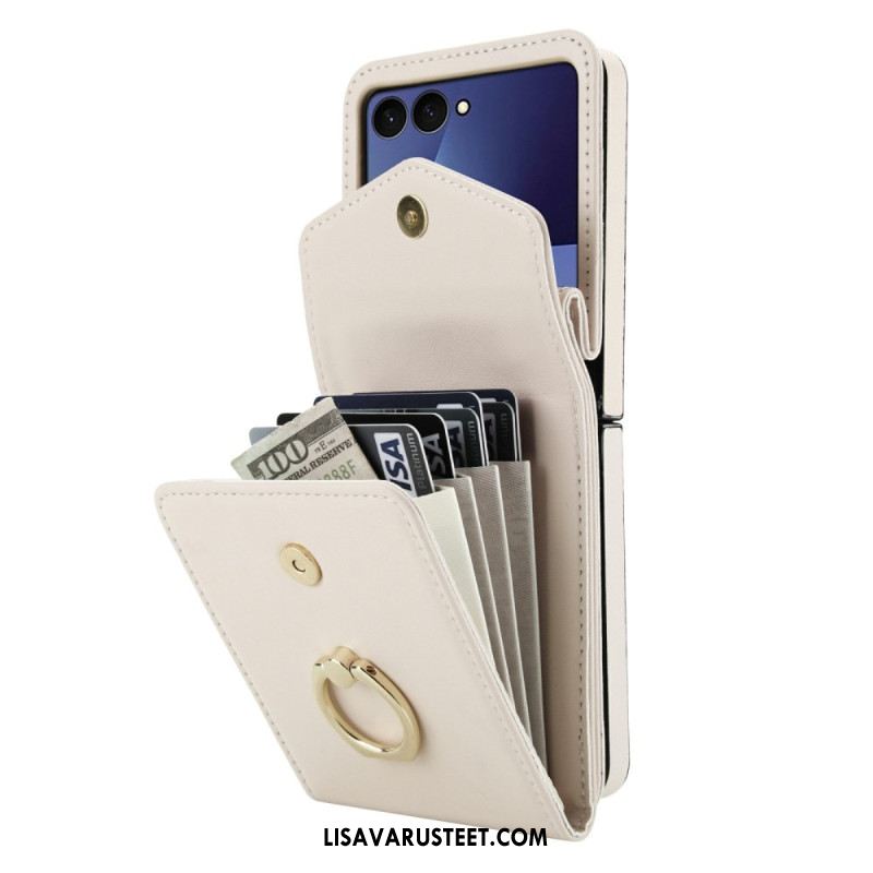 Kuori Samsung Galaxy Z Flip 7 Tikattu Lompakko Ja Hihna Suojakuori