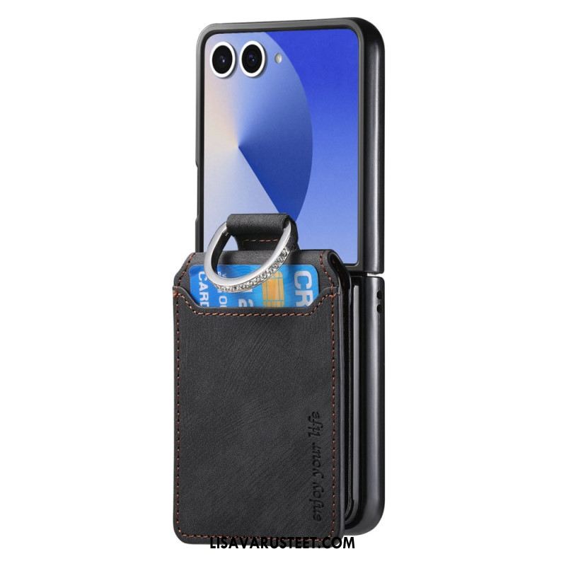 Kuori Samsung Galaxy Z Flip 7 Vintage-efektinen Korttikotelo Ja Pidike Suojakuori