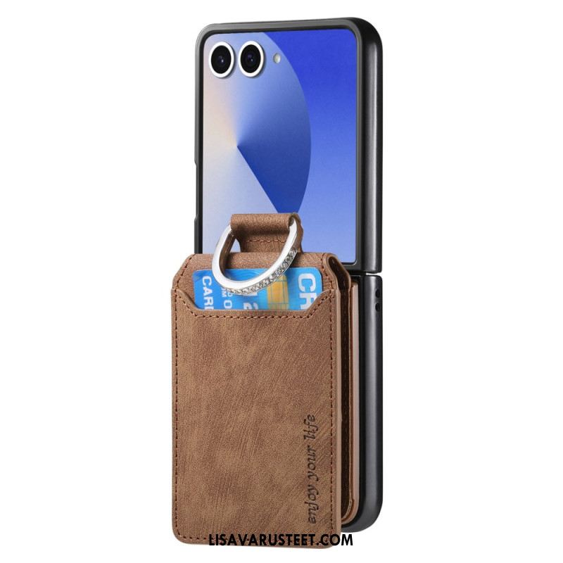 Kuori Samsung Galaxy Z Flip 7 Vintage-efektinen Korttikotelo Ja Pidike Suojakuori