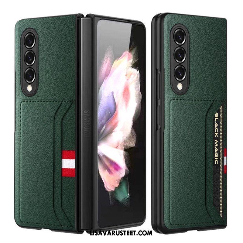 Kuori Samsung Galaxy Z Fold 3 5G Litchin Nahkainen Kaksinkertainen Korttikotelo