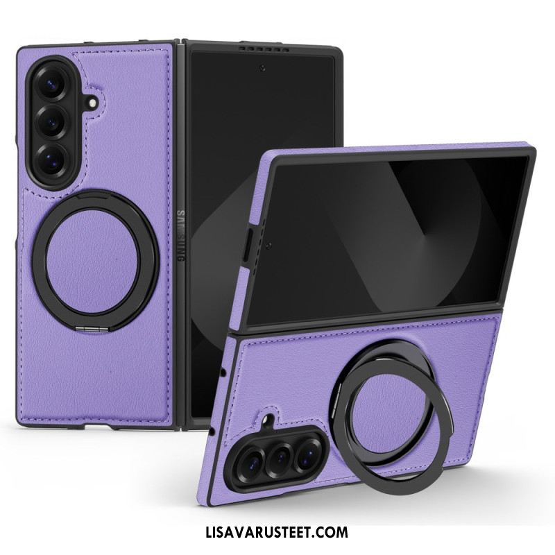 Kuori Samsung Galaxy Z Fold 7 Magsafe-yhteensopiva Nahkaefekti Pyörivällä Rengaspidikkeellä