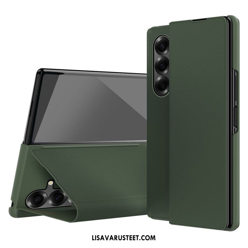 Kuori Samsung Galaxy Z Fold 7 Nahkaefekti Integroidulla Jalustalla