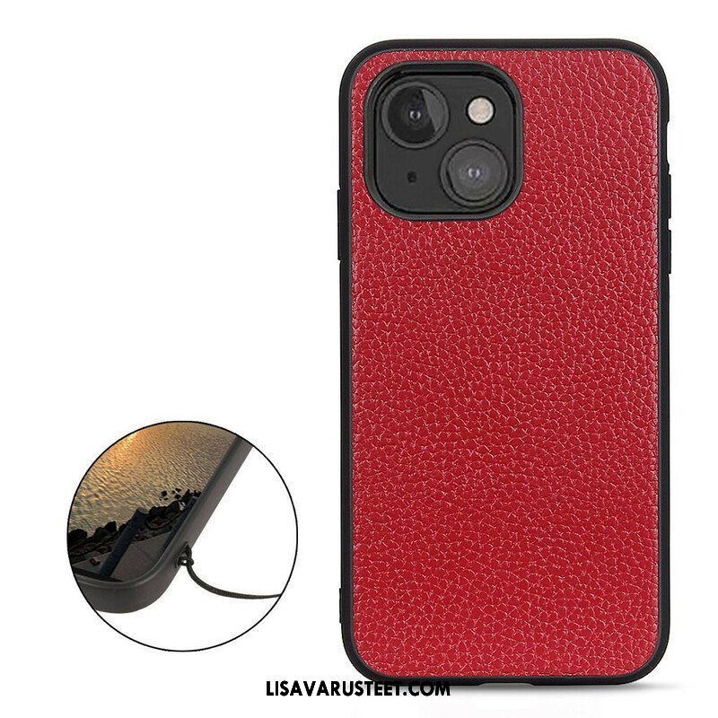Kuori iPhone 13 Mini Aitoa Litsi-nahkaa