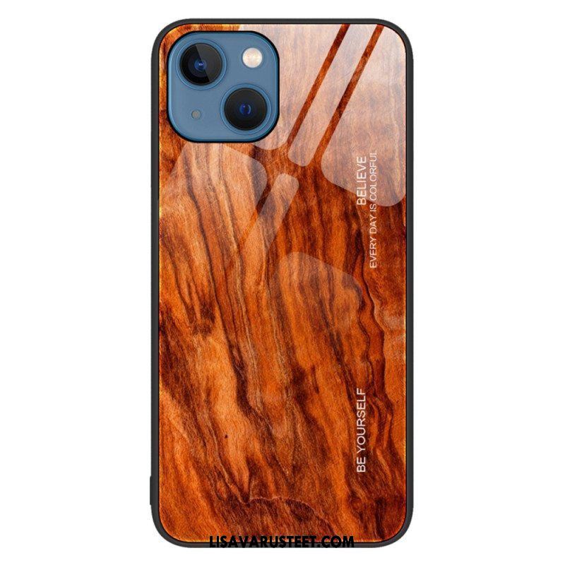 Kuori iPhone 14 Wood Design Karkaistu Lasi