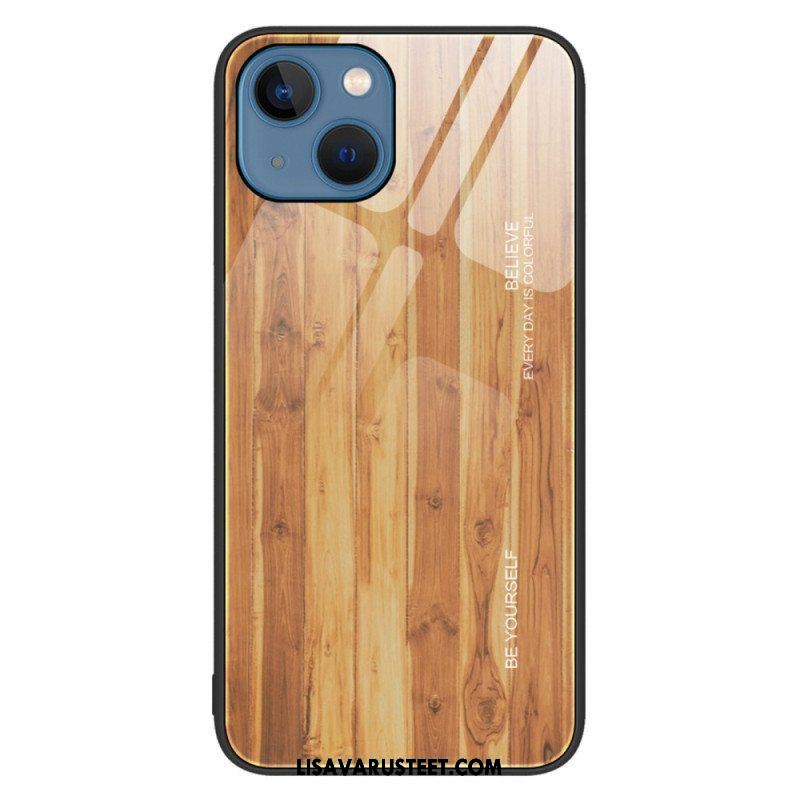 Kuori iPhone 14 Wood Design Karkaistu Lasi