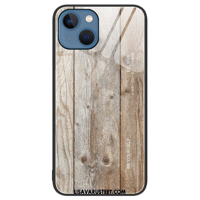 Kuori iPhone 15 Plus Tempered Glass Wood Design