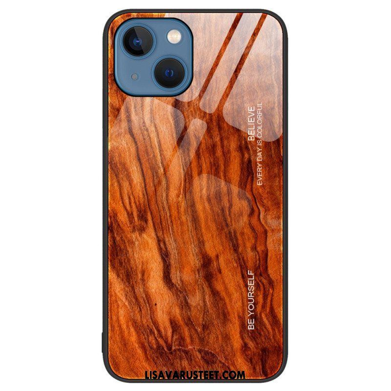 Kuori iPhone 15 Plus Tempered Glass Wood Design