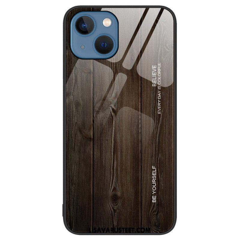 Kuori iPhone 15 Plus Tempered Glass Wood Design