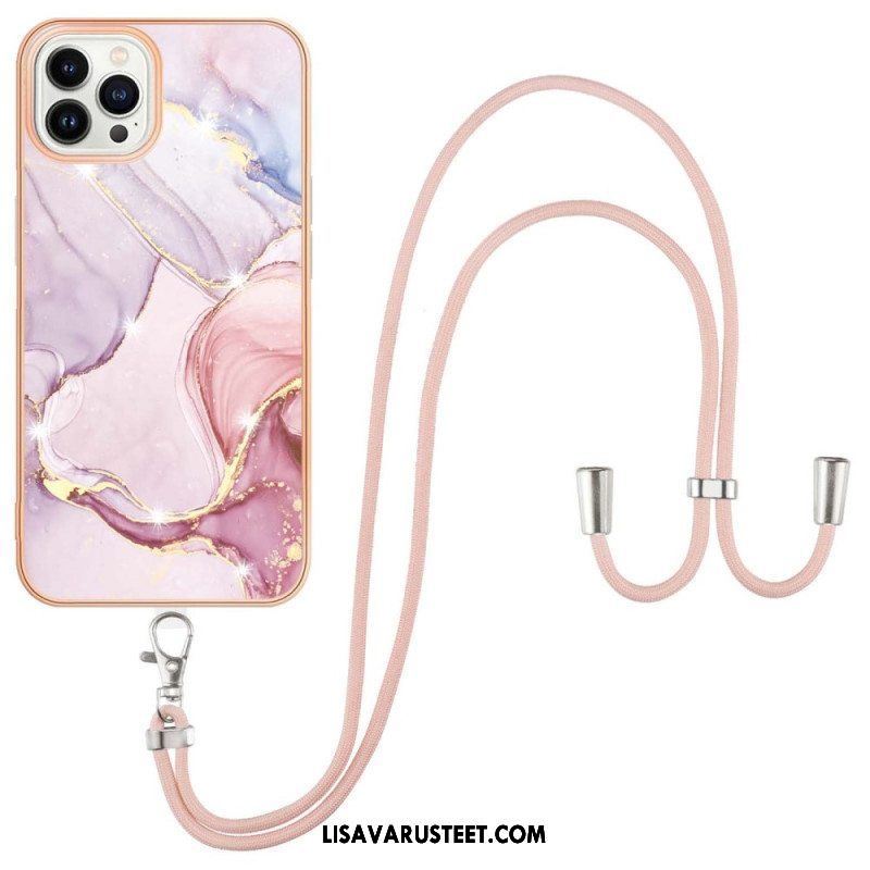 Kuori iPhone 15 Pro Max Kiristysnyörillä Marmorijohto