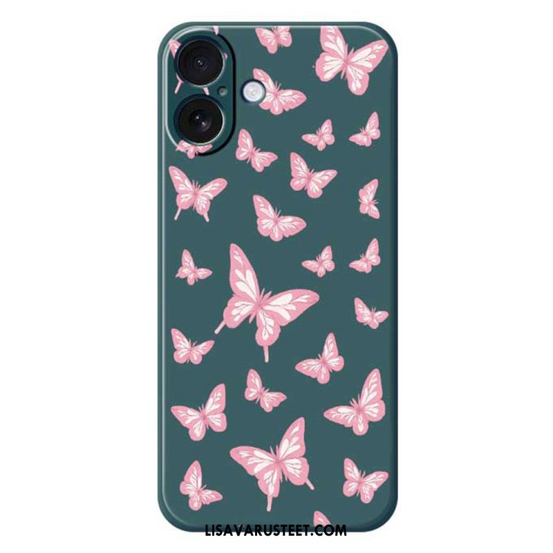 Kuori iPhone 17 Nestemäisestä Silikonista Valmistetut Perhoset