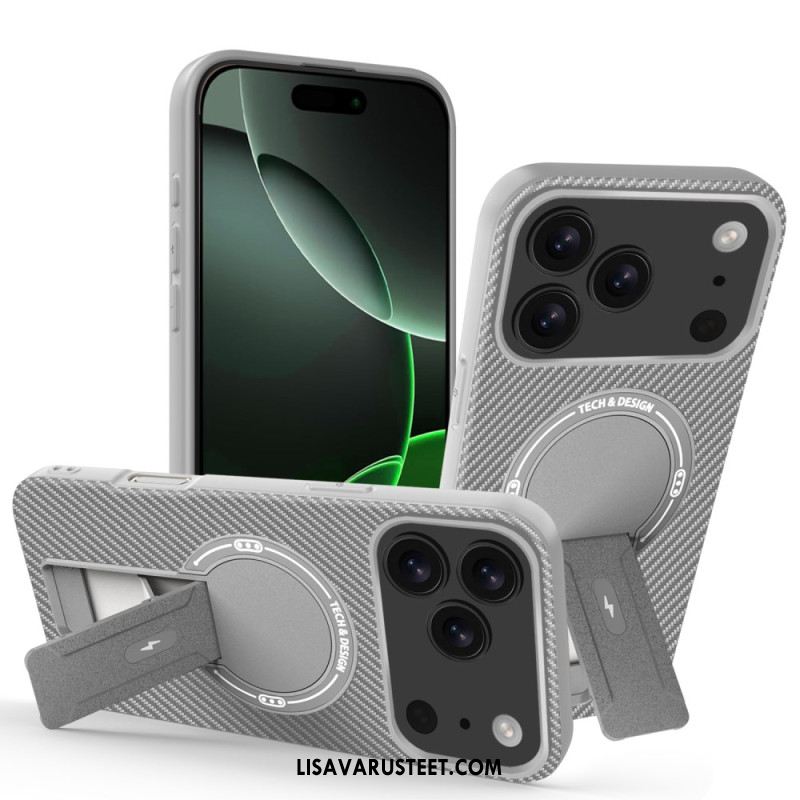 Kuori iPhone 17 Pro Max Hiilikuitukuvio Ja Jalusta