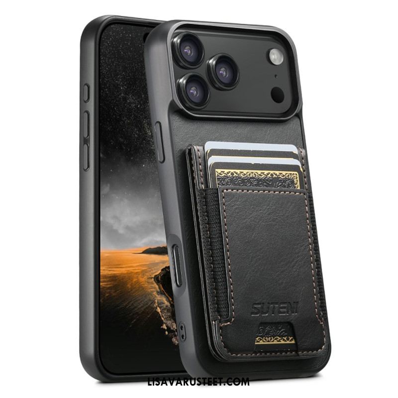 Kuori iPhone 17 Pro Vahattu Nahkatyylinen Korttikotelo Suojakuori