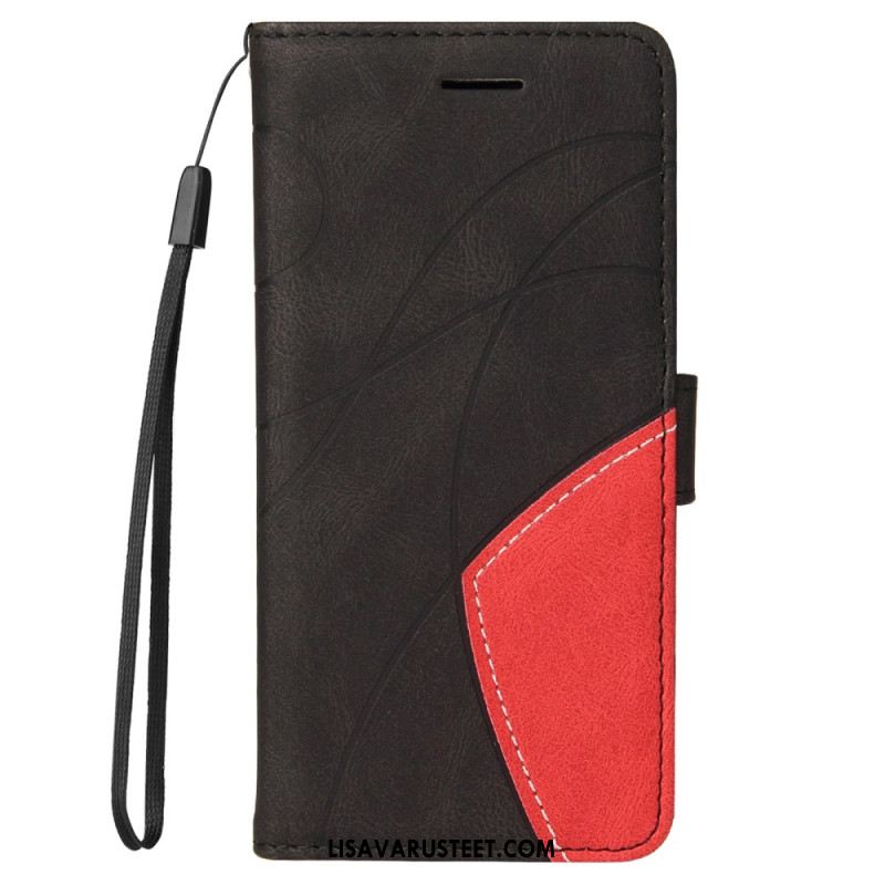 Lederhüllen Xiaomi Redmi Note 14 Pro 5g Handyhülle Zweifarbige Wellenlinien