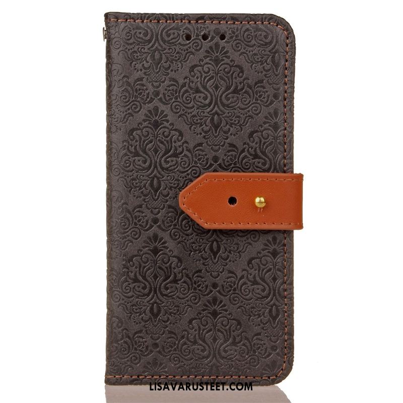 Lg G4 Kuoret Sininen Kortti Salkku Kukkakuvio Nahkakotelo Halpa