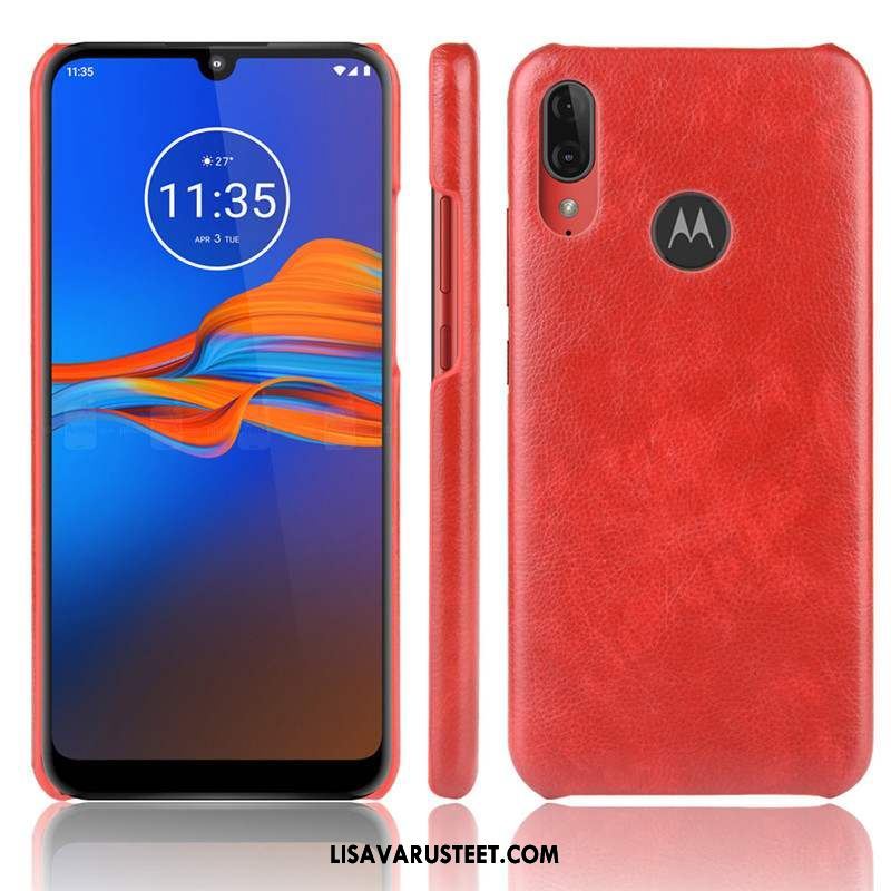 Moto E6 Plus Kuoret Punainen Kotelo Suojaus Nahka Kuori Alennus