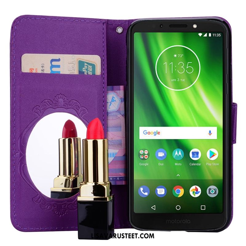 Moto G6 Kuoret Nahkakotelo All Inclusive Violetti Puhelimen Kuori Myynti