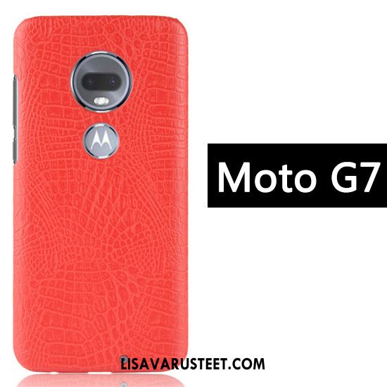 Moto G7 Kuoret Murtumaton Krokotiili Punainen Kukkakuvio Kuori Halvat