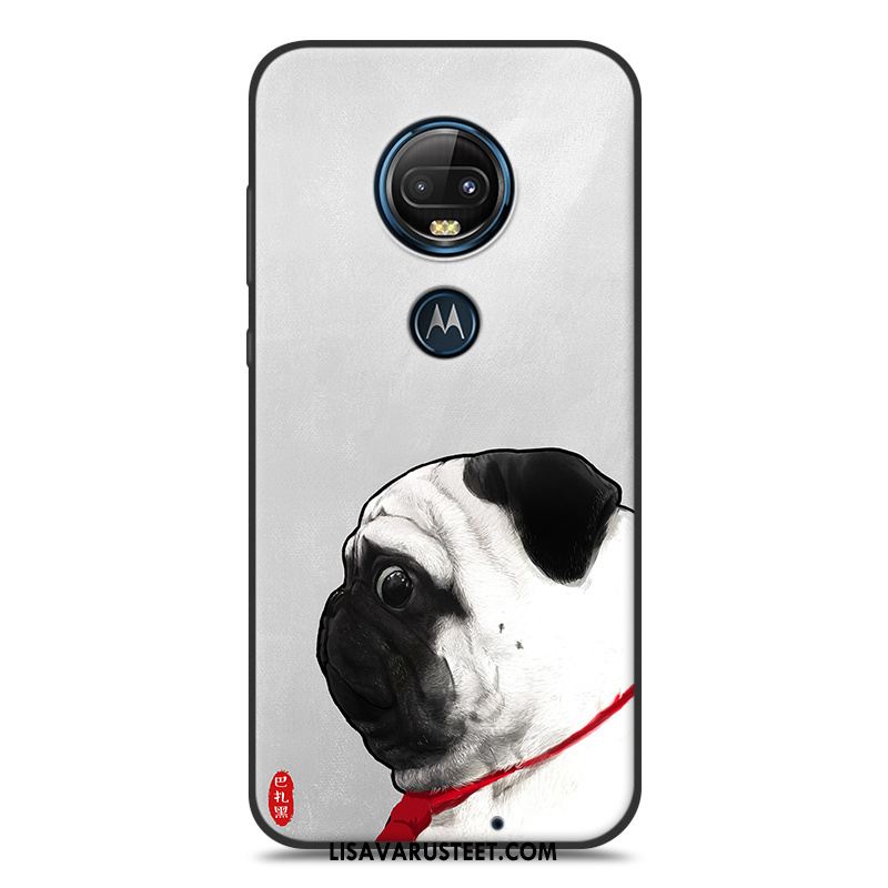 Moto G7 Kuoret Puhelimen Musta Sarjakuva Pesty Suede Silikoni Tarjous