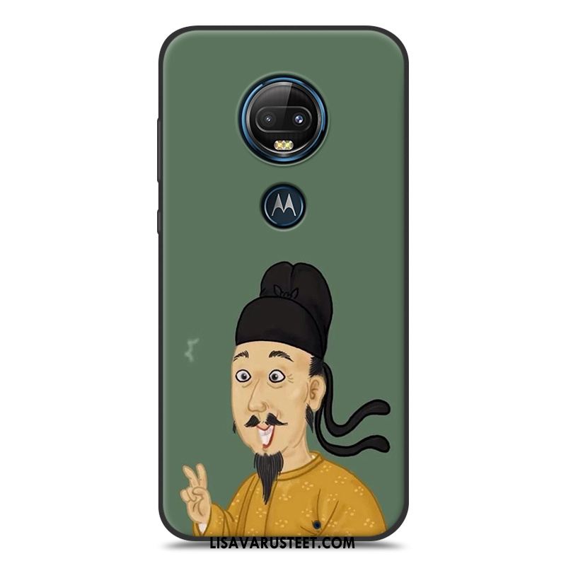 Moto G7 Kuoret Puhelimen Musta Sarjakuva Pesty Suede Silikoni Tarjous