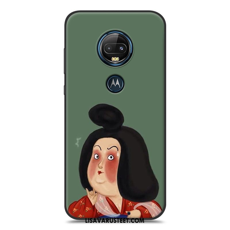 Moto G7 Kuoret Puhelimen Musta Sarjakuva Pesty Suede Silikoni Tarjous