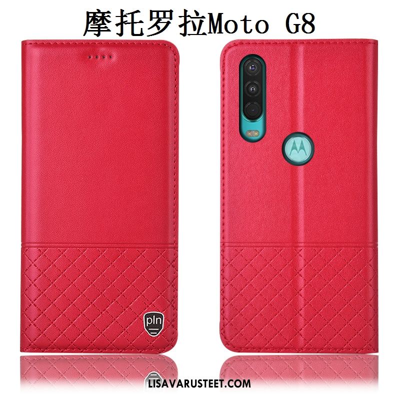 Moto G8 Kuoret Suojaus Murtumaton Aito Nahka Kotelo Kuori Tarjous