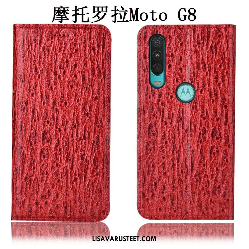 Moto G8 Kuoret Tummansininen Lintu All Inclusive Kuori Suojaus Osta