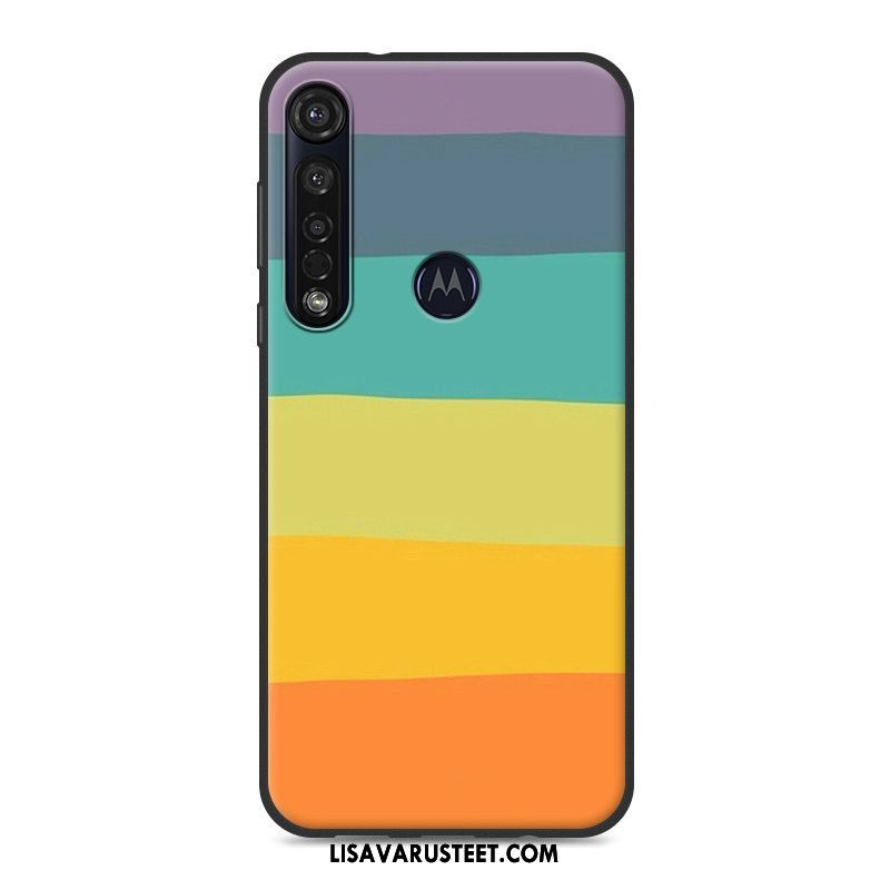 Moto G8 Plus Kuoret Silikoni Valkoinen Trendi Kuori Pesty Suede Halvat