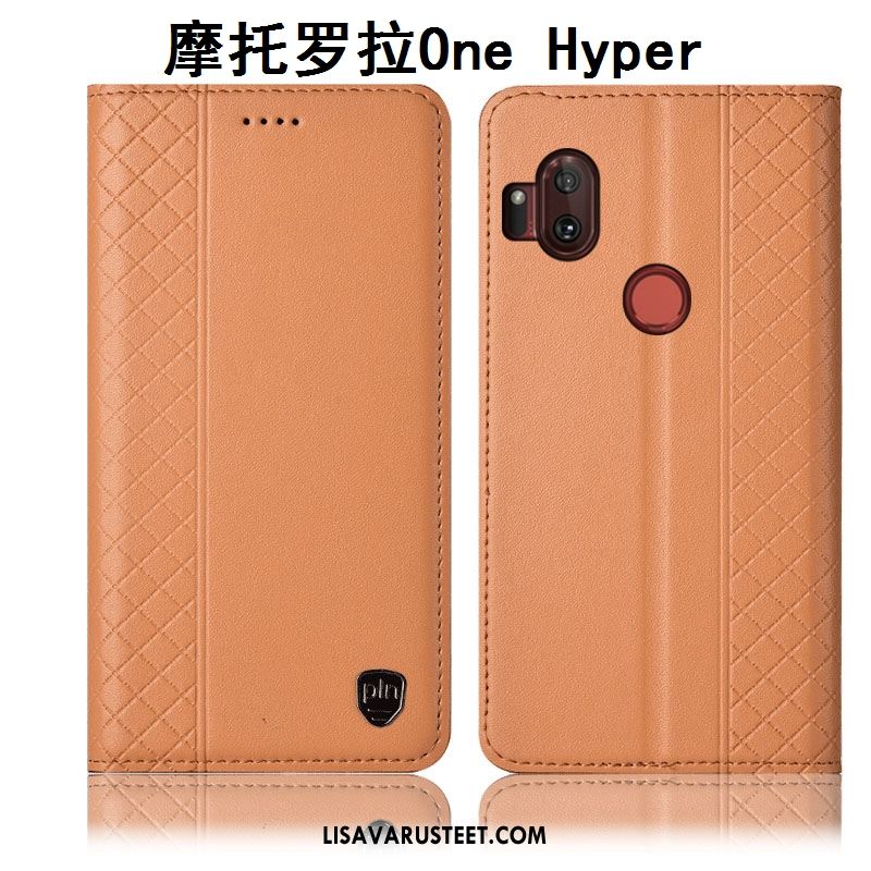Motorola One Hyper Kuoret Nahkakotelo Kuori Suojaus Puhelimen Keltainen Osta