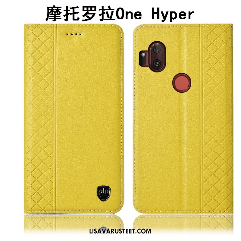 Motorola One Hyper Kuoret Nahkakotelo Kuori Suojaus Puhelimen Keltainen Osta