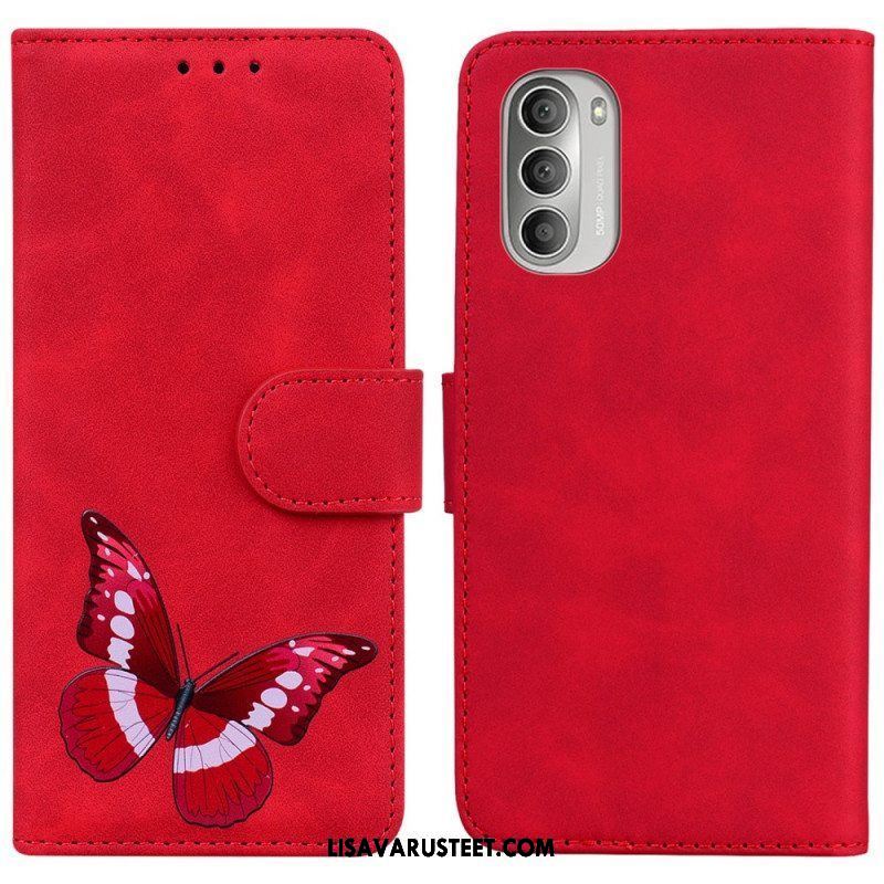 Nahkakotelo Moto G51 5G Skin Touch Butterfly