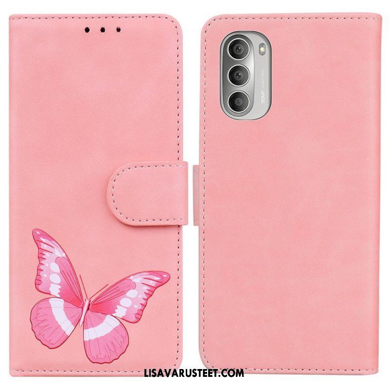 Nahkakotelo Moto G51 5G Skin Touch Butterfly