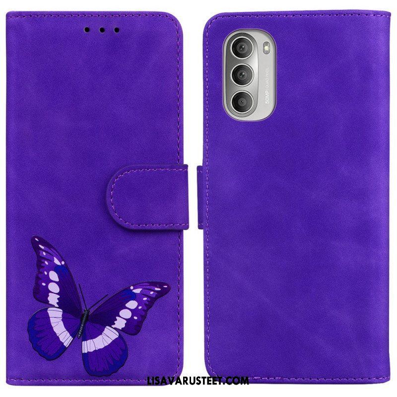 Nahkakotelo Moto G51 5G Skin Touch Butterfly