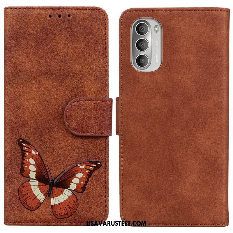 Nahkakotelo Moto G51 5G Skin Touch Butterfly