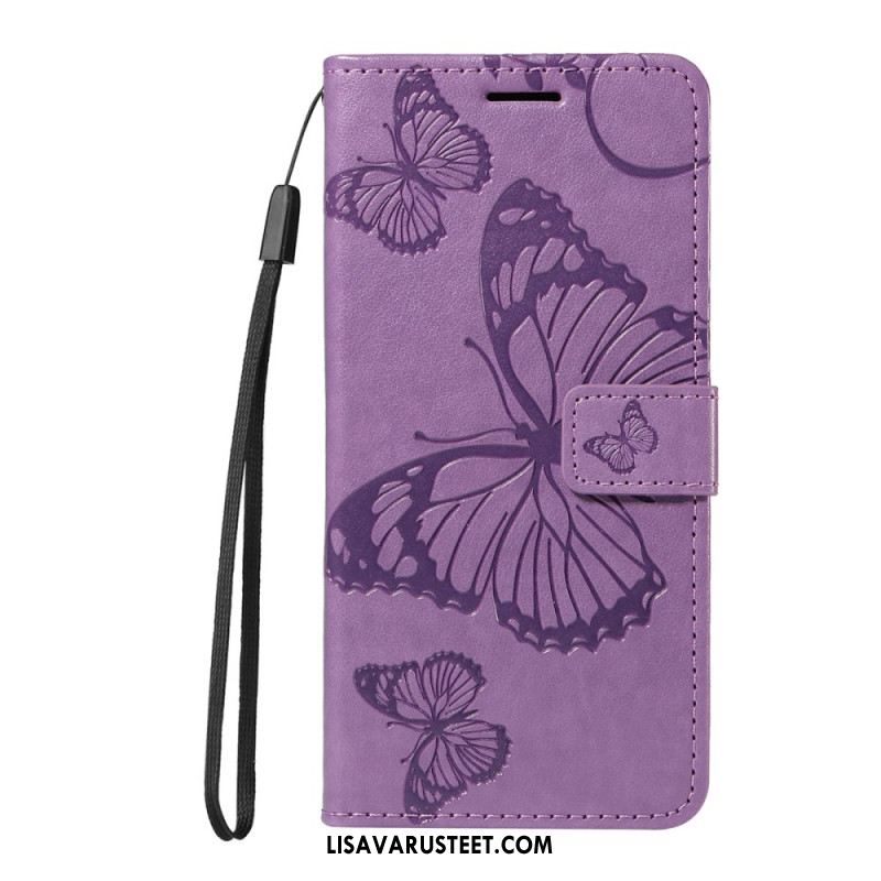 Nahkakotelo Oneplus Nord 5 Suuret Perhoset