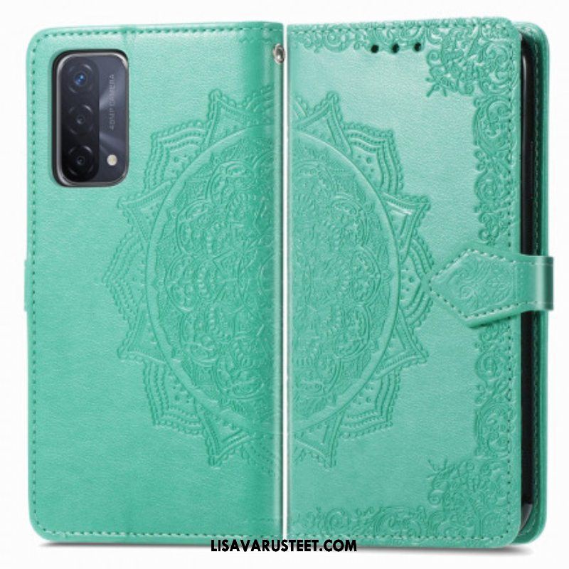 Nahkakotelo Oppo A54 5G / A74 5G Mandala Keskiaika