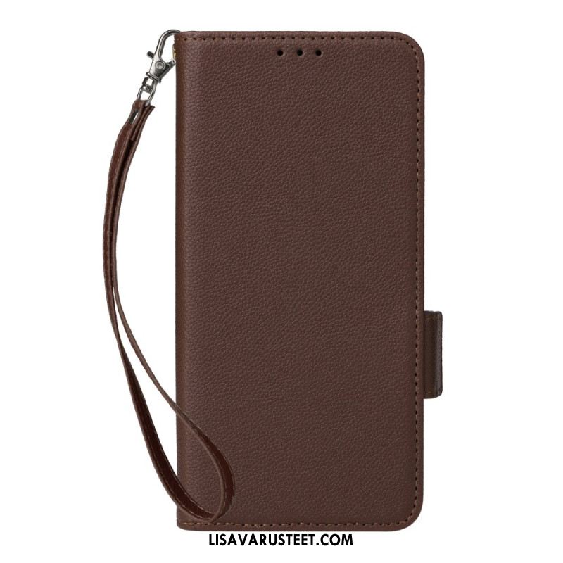 Nahkakotelo Oppo Reno 13 5g Litsikuvioinen Tekonahkaranneke