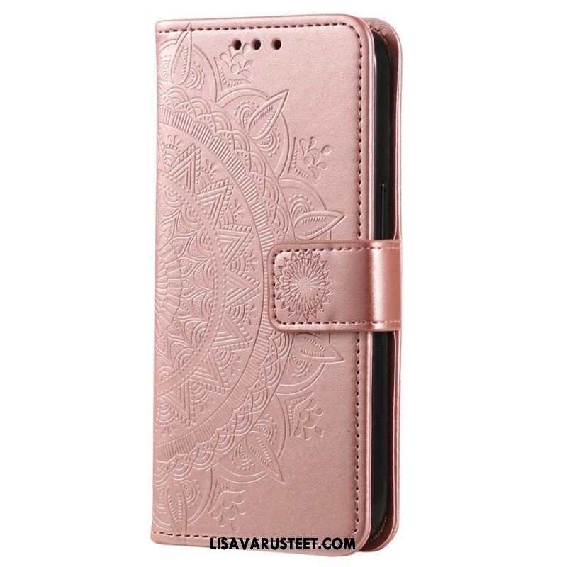 Nahkakotelo Oppo Reno 8 Suojaketju Kuori Strappy Sun Mandala