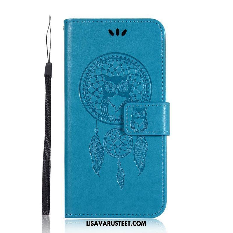 Nahkakotelo Samsung Galaxy A13 5G / A04s Nahkaefekti Dream Catcher Owl